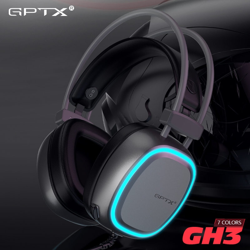 GH3 OEM Wired PC Gaming Headset with Adjustable Band Seven Lighting with Mic