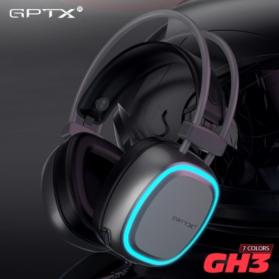 GH3 OEM Wired PC Gaming Headset with Adjustable Band Seven Lighting with Mic
