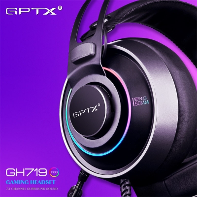 GPTX GH719 Gaming Headsets RGB Light 7.1 Virtual Surround Sound Double Noise Cancellation Mics ENC 