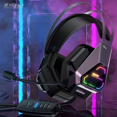 ZIDLI ZGH-01 2022 New Design Lightweight 7.1 Gaming Headset with Noise Cancellation Mic Cool RGB Light