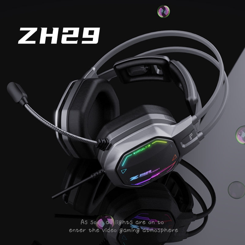 ZIDLI ZH29 高品质专业虚拟 7.1 环绕声游戏耳机，带 RGB 灯