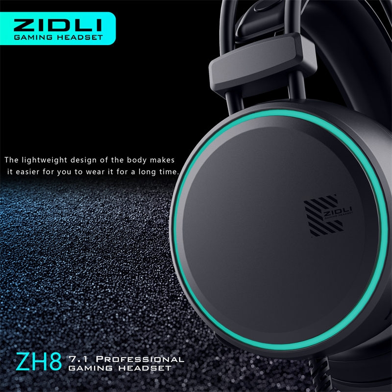 ZIDLI ZH8 Lightweight Private Design Gaming Headset PC Wired Gaming Headphones with Mars Green Light