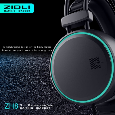 ZIDLI ZH8 Lightweight Private Design Gaming Headset PC Wired Gaming Headphones with Mars Green Light