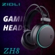 ZIDLI ZH8 Lightweight Private Design Gaming Headset PC Wired Gaming Headphones with Mars Green Light
