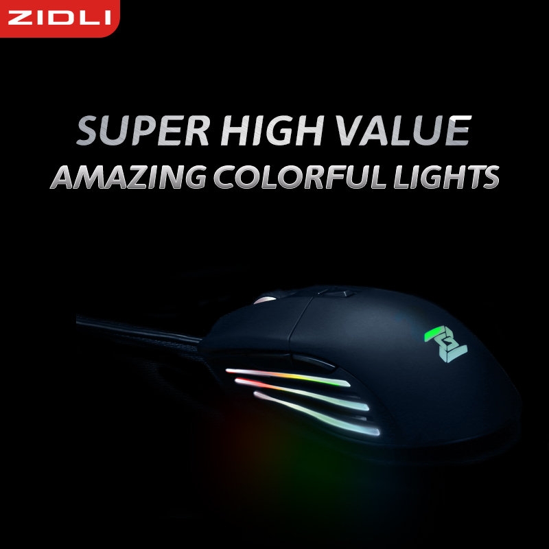 ZIDLI ZM19 Ergonomic Design Gaming Mouse High DPI with RGB Light Customized Logo
